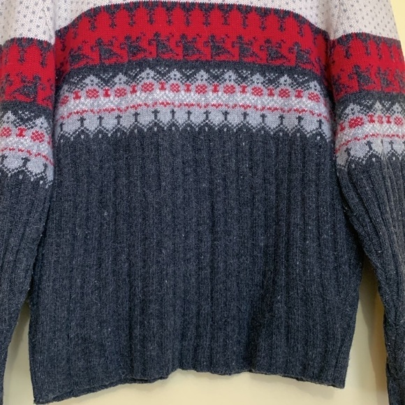 111 State Gray Full Zip Fair Isle Lambswool Angora Blend Knit Cardigan Sweater L - Picture 15 of 17